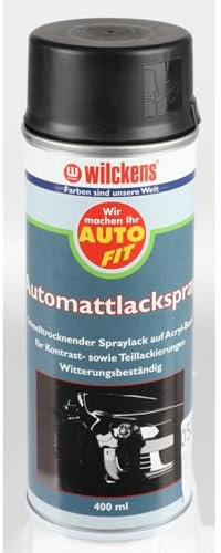 Wilckens 6 botes de 400 ml Auto Fit en spray de pintura negro mate para pintura de contraste y pintura parcial