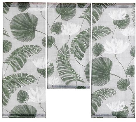 Design Mini Flächenvorhang Set Blätter Monstera Schiebevorhang Schiebegardine Tropical 4090-01