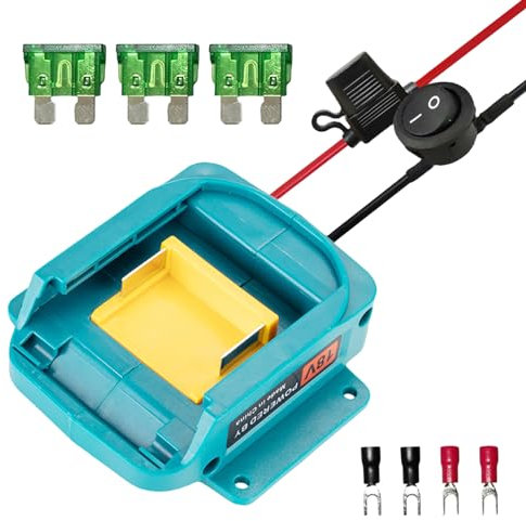 Power Wheel Adapter 18 V Akku, Akku Adapter, Dock Power Connector 14 AWG mit Sicherung & Schalter, Batterie-Umrüstsatz, Sicherer Batterieadapter für RC Auto, Heimwerker, Robotik, RC LKW