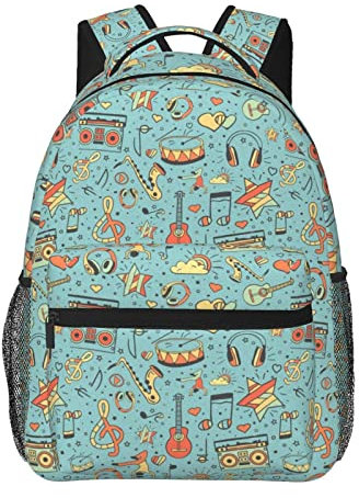 FJAUOQ Musik-Rucksack Musiknoten Rucksack Notizen Tablet Reise Picknick Tasche Niedliche Tasche Laptop Rucksack, Musik 04, One size