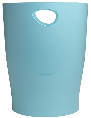 Exacompta - Réf. 45333D - Lot de 8 corbeilles à papier, poubelles ECOBIN Skandi avec poignées - Volume 15 litres - Dimensions 26,3 x 26,3 x 33,5 cm - Pour bureau ou maison - Couleur Bleu Givré
