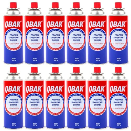 KROWN - Pack de Cartuchos de Gas Butano Recambio de Gas Propano Portable Gas Butano Compatible para Cocina Portátil, Hornillo, Soplete Soldador, Camping K-250 227gr (12 Unidades)