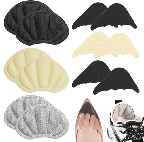 6 Paia Inserti e Proteggi Tallone Regolabili, Cuscinetto Punta Scarpe, Impugnature per Tallone, Solette per Ridurre Numero, Comodi Salvatallone (A)