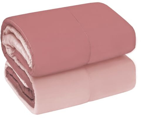emmevi Trapunta Piumone Invernale Double Face 250gr Ufficiali Coperta Letto 1 Piazza e Mezza Rosa Antico