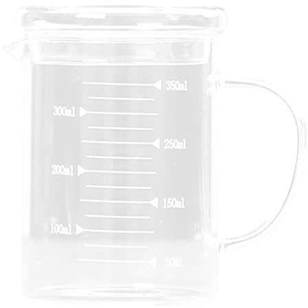 Vaso medidor de cristal con tapa con asa multifunción para cocina 350 ml