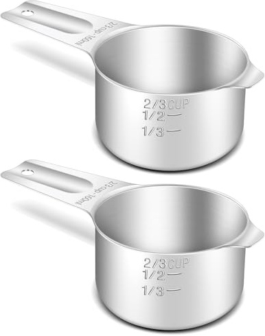 2PCS 2/3CUP (160ML, 5.3OZ) Measuring Cup, 18/8(304) Stainless Steel