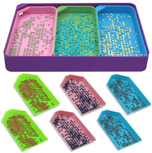 FineGood 10 Pcs Diamond Art Painting Trays, 3 Sizes, Adults Beads Sorting Trays, DIY Art Crafts Storage