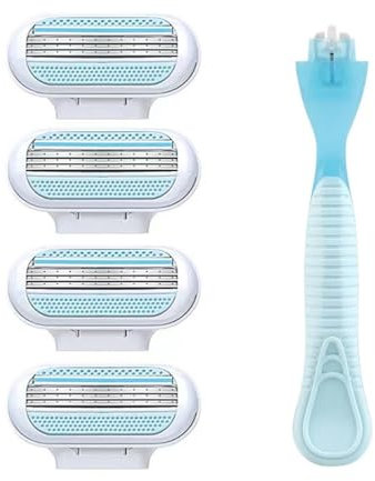 EIROVYA rasierhobel damen，razor blas， rasierklingen damen，5 PCS Rasierhobel Damen Rasierklingen Set - Präzise Rasur, Ersatzklingen für Damenrasierer - Blaue Griffe inklusive