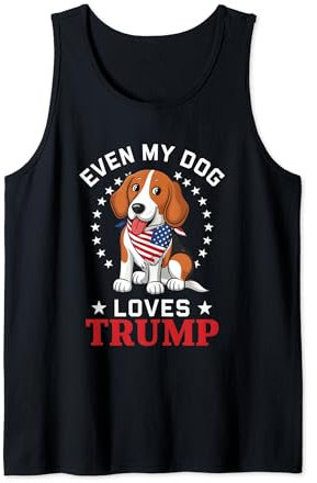 Beagle Even My Dog Loves Trump Bandana mit USA-Flagge Tank Top