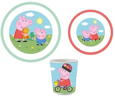 Barbo Toys Peppa Wutz Mealtime Set – Für Babys, Kleinkinder und kleine Kinder – Ess-Set mit Teller, Schüssel und Tasse für Kinder – Offizielles Peppa Wutz