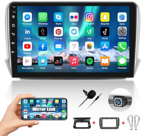 CAMECHO Android 13 Autoradio 2Din für Peugeot 208/2008 2012-2018 mit Mirror Link, 10.1 Zoll Touch Auto Stereo mit GPS Navi WiFi Bluetooth FM/RDS Radio SWC CANBUS + Rückfahrkamera&MIC