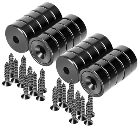 Neosmuk Magnete, 20mm Durchmesser, ideal für Holzwand, Whiteboard, Tür, Haus, Küche, Büro (schwarz, 20 Stück).