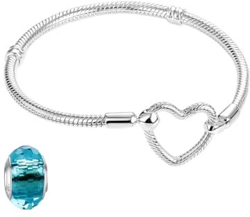 LNQOBU Damen Armband Silber 925 Schlangen Schmetterling Armband mit Funkelnden Herz Verschluss Charms (Mit Einem Spacer Perlen)