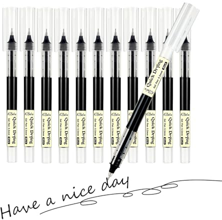 Black Gel Pens 12-Pack, 0.5mm Fine Point Rollerball Pens, Quick-Drying Ink | Smooth Writing for School, Office, Note Taking & Sketching
