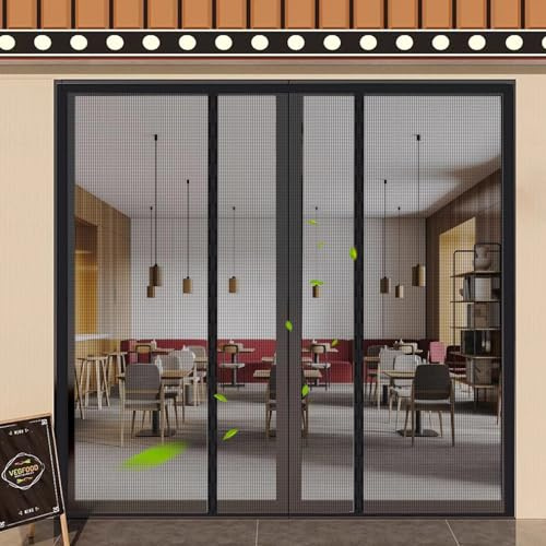 Con Telaio Zanzariera Magnetica Porta 290x300cm Nero Zanzariera Magnetica per Porte Anti Zanzare Calamite Tenda Porte Esterne con Zanzariera