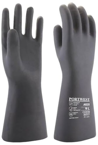 Guante químico de Neopreno Negro, contra ácidos A820