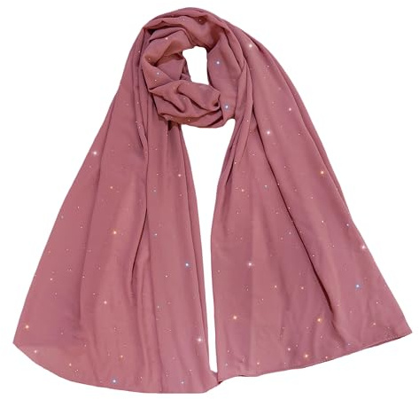 Lina & Lily Damen Schal Kopftuch Stola mit Strasssteinen aus Premium-Chiffon
