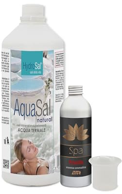 HydroSal AquaSal Natural Set 1 l + Duft Fructis Spa 250 ml + Dosierer, hochkonzentrierte Mischung aus Magnesiumsalzen, Kalium und Jod kombiniert mit dem Duft, für Spa Whirlpool und Pool