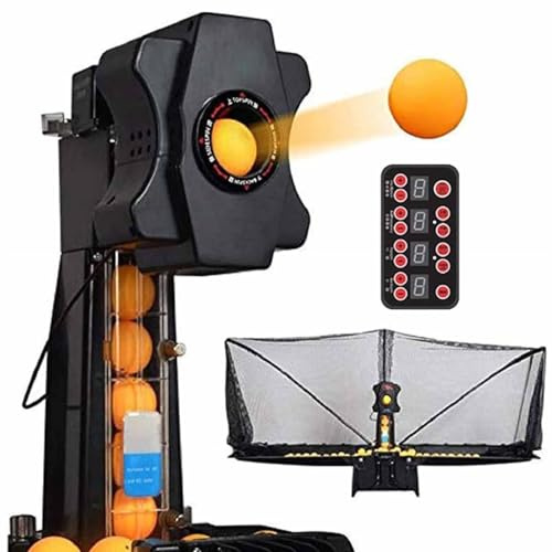 Ping-Pong-Maschinen-Trainingsroboter Tischtennis-Ballwerfer mit Mehreren Rotationen,Ballwiederherstellungsnetz,Ballgeschwindigkeit 4–40 m/s,Bietet Platz 300+ Bällen,für Tischtennis-Training