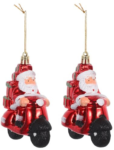 SHINEOFI 2 Stück Biker-weihnachtsmann: Weihnachtsmann Auf Motorrad, Weihnachtsbaumschmuck – Festliche, Verbesserter Hängeanhänger Für Weihnachtsfeier-Dekorationen