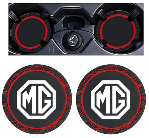 2 Pièces sous Verres Voiture pour MG Marvel R 2020-2023 - Dessous de Verre pour Porte Gobelet en Silicone Antidérapants - Tapis de Tasse Automobiles - Coaster, Red