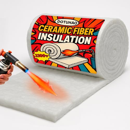 DOTUHAO Ceramic Fiber Insulation, 24 x12x1 Thick Fireproof Insulation Blanket, 2300F High Temperature Insulations for Wood Stove Baffle, Fireplaces, Kilns, Forges, Pizza Ovens