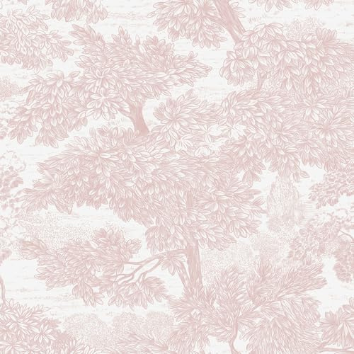 Yomshi Peel and Stick Wallpaper Pink Tree Contact Paper Modern Boho Wall Paper Roll Thickened Waterproof Easy to Clean Vinyl Wrap for Bedroom Living Room Furniture Cabinet 44 × 1000 cm