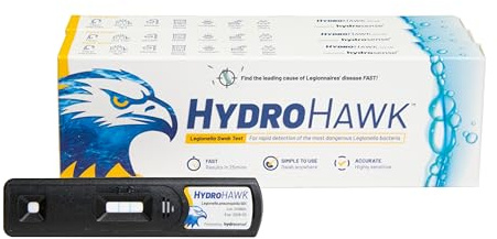 HydroHawk Test a Tampone per Legionella per Uscite d’Acqua - Confezione da 3 Kit Monouso per Rilevare Legionella pneumophila sg1 - Piscina, Climatizzatore, Vasca Idromassaggio - Test 25 Min