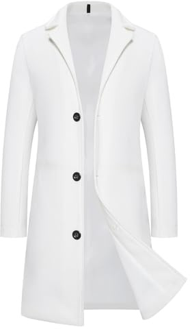 Générique Manteau Homme Hiver Laine Mi Long Grande Taille Buttons Outwear Chaude Polaire Veste Blazer Chic et Elegant Casual Trench-Coat Vestes Automne Classique Manches Longues Jacket Blanc M