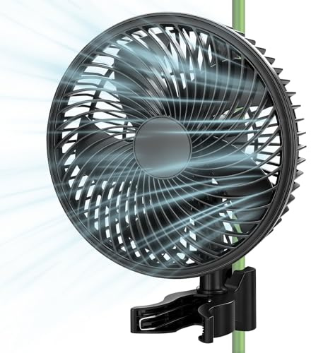 Grow Ventilator Oszillierend mit Clip, Clip Ventilator mit EC-Motor, 10 Stufen & 2 Modi, 3 m Kabel Klemmventilator für Grow Zelte, Anzuchtzelt, 150mm Durchmesser, 544 m3/h Luftstrom, 28 dB(A)(1 Stück)