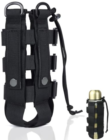 CATZUM Porta Botellas Táctico Molle con Cordón, Bolsa de Agua Portátil, Bolsa Molle y Accesorios Molle, Bolsa Porta Agua para Camping, Senderismo y Deportes al Aire Libre