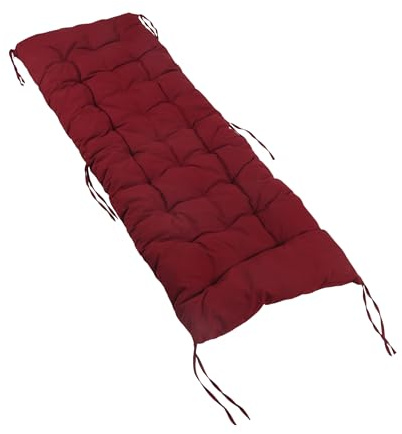 Relaxdays Bankauflage, 160x50 cm, gepolstert, gesteppt, mit Bändern, Outdoor, Bankkissen für Gartenbank, Paletten, rot
