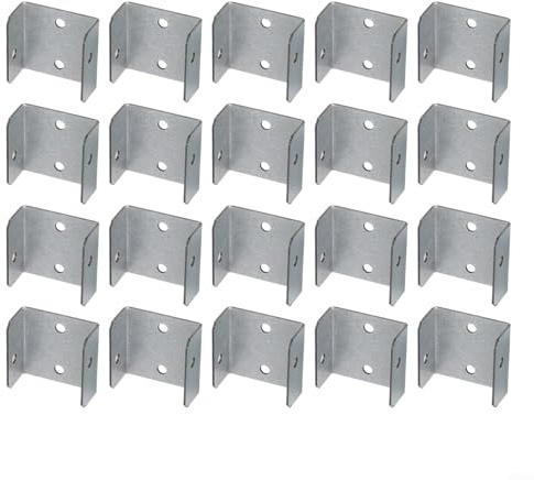 Galvanized Fence Panel Clips 20 Pack for Trellis & Timber Posts, Secure Grip for 32mm-50mm Panels, Resistant(32)