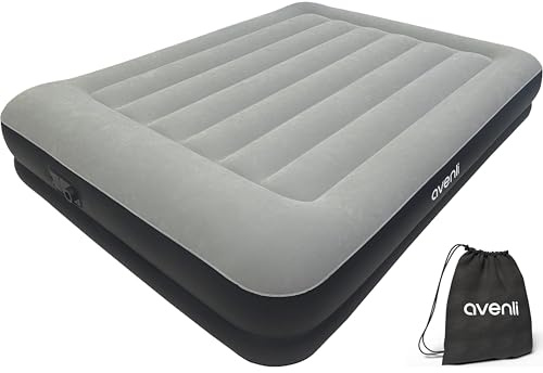 AVENLI Luftmatratze selbstaufblasend Queen-Size 203x152x36 cm, 2 Personen, I-Beam, selbstaufblasend, bis 300 kg, grau, Camping Gästebett Outdoor – aufblasbare Matratze für 2 Personen