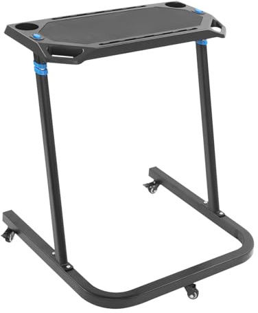 Fahrrad Trainingstisch, 71x35cm Rollentrainer Tisch höhenverstellbar 82-120cm bis 50kg tragbar mit 3 Rädern Stahl Aluminium Silikon für Indoor Cycling Rennrad Mountainbike Rollentraining