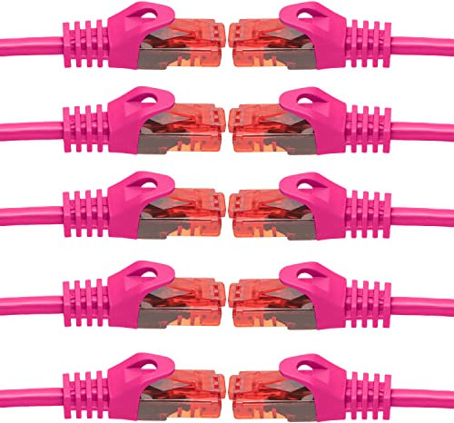 BIGtec - 10 Stück - 2m Gigabit Netzwerkkabel Patchkabel Ethernet LAN DSL Patch Kabel pink (2x RJ-45 Anschluß, CAT.5e, kompatibel zu CAT.6 CAT.6a CAT.7) 2 Meter