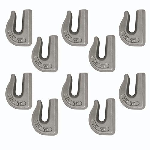Mytee Products (10 Pack G70 3/8 Weld On Chain Grab Hooks - 6600 lbs WLL Forged Chain Hook for Truck Tractor Flatbed - Heavy Duty Weldable Grab Hooks for Rigging/Forklift Trailer