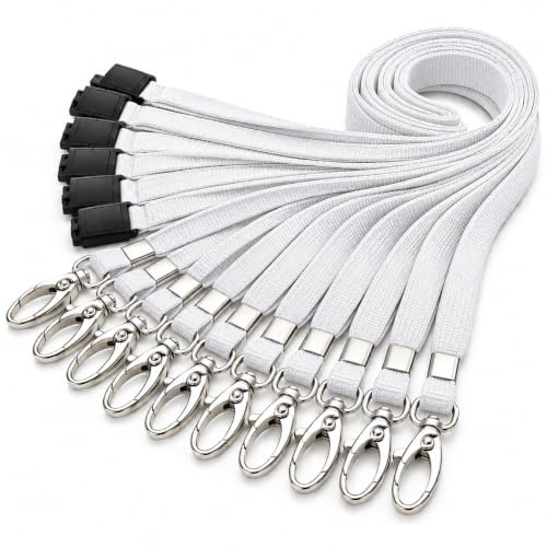 PCL Media ltd® Schlüsselbänder Hummer & Halter, 10 Stück, weiß, 18 inches long