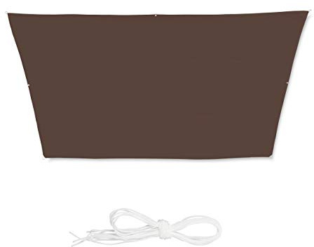 Relaxdays Sonnensegel Trapez, wasserabweisend, UV-beständig, Spannseile, Terrasse, Balkon, Pool, Maße 3x5,5x4x4m, braun