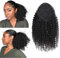 Afro Kinky Verworrene Perücke lockige Clip in Pferdeschwanz Gelockt Welle Haar Perücken mit Kordelzug Haarverlängerunge für African(schwarz) 25cm 120g 009B