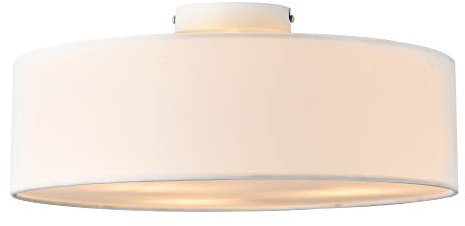 lux.pro Deckenleuchte Omaha 3 x E27 Deckenlampe 3-Flammig Durchmesser 45 cm Kunststoff Textiloptik Organza Weiß/Weiß