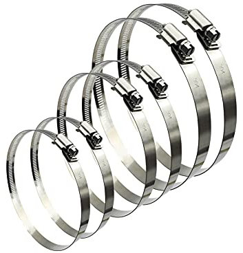 6 Pcs 91-165mm Large Hose Clips Set, Adjustable 304 Stainless Steel Worm Gear Hose Pipe Clamps Duct Clamps Worm Drive Hose Clamps (3-Size: 4 5 6)