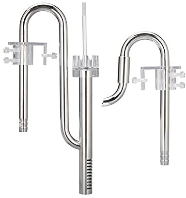 Generic YP0J Stainless Steel Lily Pipes Flow and Drain with Spin Skimmer, Adjustable Rod for Aquarium Filter Hoses-12 Oil Film Settings, Acrylic