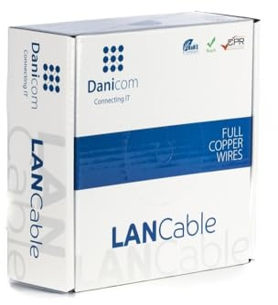 Danicom CAT6A S/FTP 50m - LSZH (Fca) | POE, Ethernet, LAN, Patchkabel, Datenkabel, RJ45 - für Serverschränke, Switches, Router, Modems!
