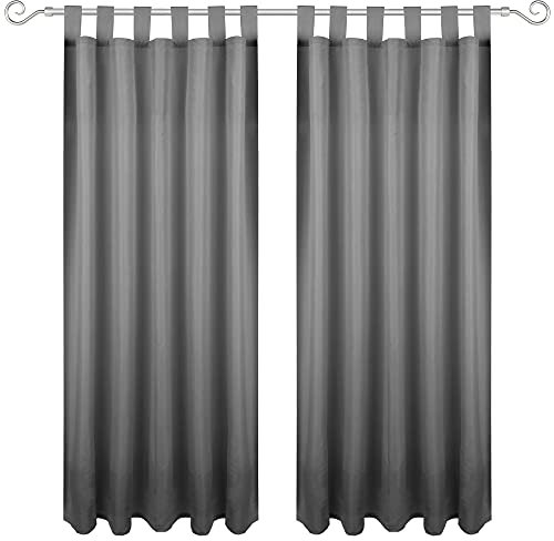 Bestgoodies Gardine mit Schlaufen 140x225 cm (Breite x Länge) in Anthrazit, blickdichter Vorhang, Schlaufenvorhang in vielen Variationen