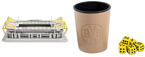 Borussia Dortmund BVB-3D-Stadionpuzzle & BVB-Würfelbecher-Set, 7 Stück (1er Pack)