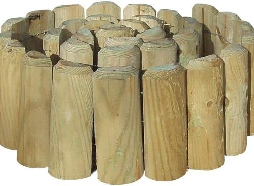 tradefirst 1.8M Wooden Picket Log Roll Border Fence Outdoor Lawn Edging, Garden Edging Border Fence for Flower Beds Paths Decoration, Wood Wire Fencing (4)
