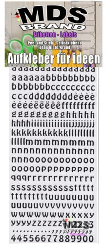 MDS Brand 1cm Buchstaben Aufkleber zum beschriften von Kerzen, für Hochzeitskerze, Taufkerzen, Kommunionkerzen oder dankeskarten, einfach zum basteln und gestalten 50-2 (Klein a-z Schwarz)