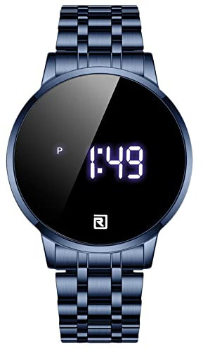 rorios Herren Digitaluhr Touchscreen Armbanduhr Quartz Uhr mit Edelstahlarmband Elektronische Uhr für Herren