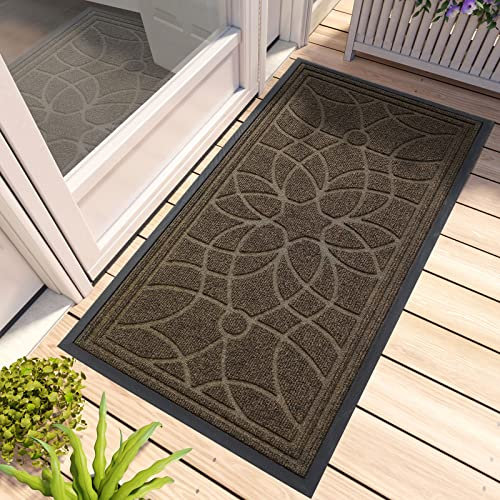 DEXI Paillasson Exterieur Antidérapant 60 x 120 cm, Absorbant Paillassons Interieur Entree, Lavable, Résistant, Tapis de Porte pour Couloir, Jardin, Cour, Brun